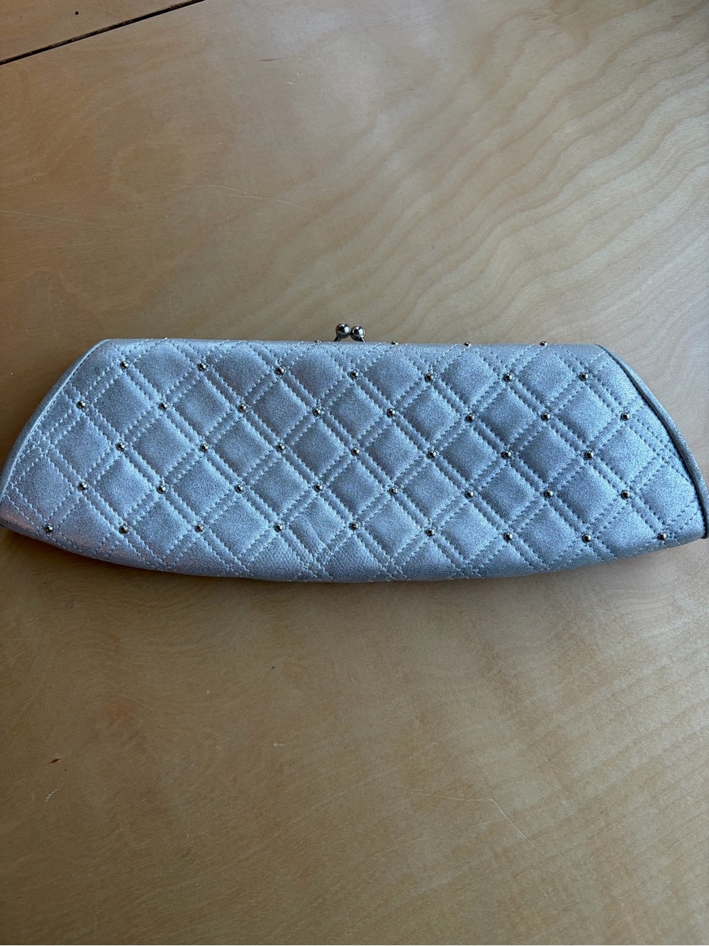 Rodo Silver Quilted Kiss-Lock Evening Clutch